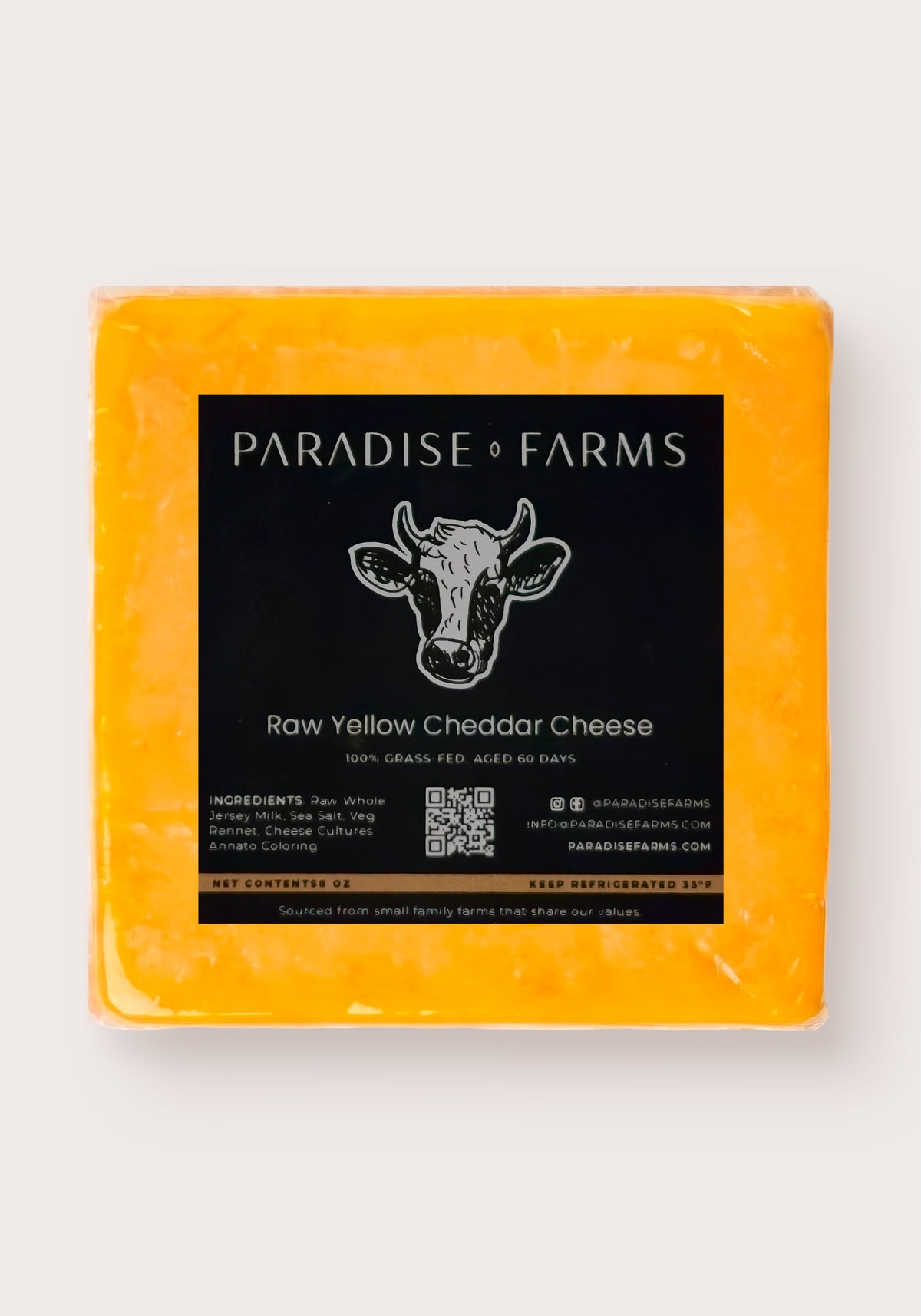 Raw Yellow Cheddar Cheese – 8 oz